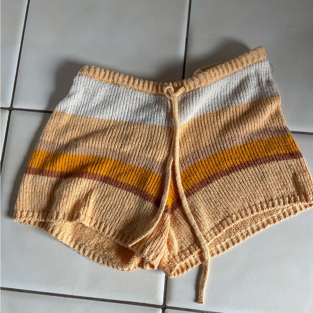 Billabong Cream and Yellow Striped Knit Shorts